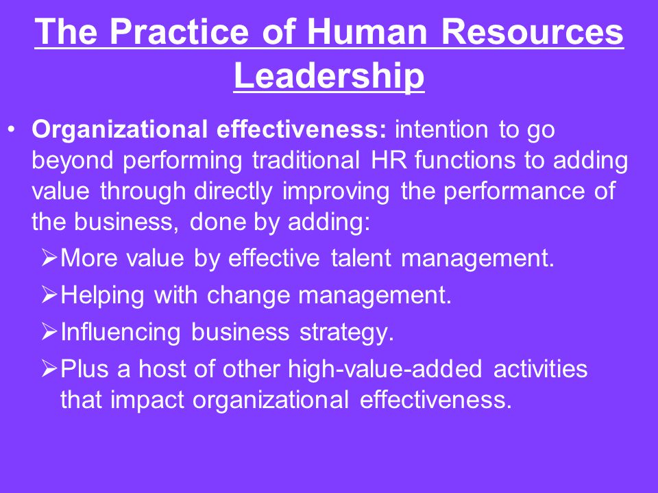 Effectiveness of hrm to improve business performance